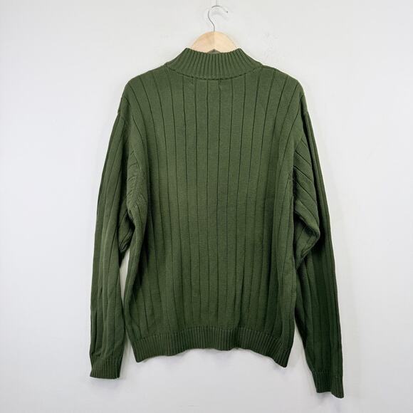 Oscar de la Renta Mock Neck Ribbed Sweater Mens XXL Olive Green Classic Preppy - Picture 5 of 6